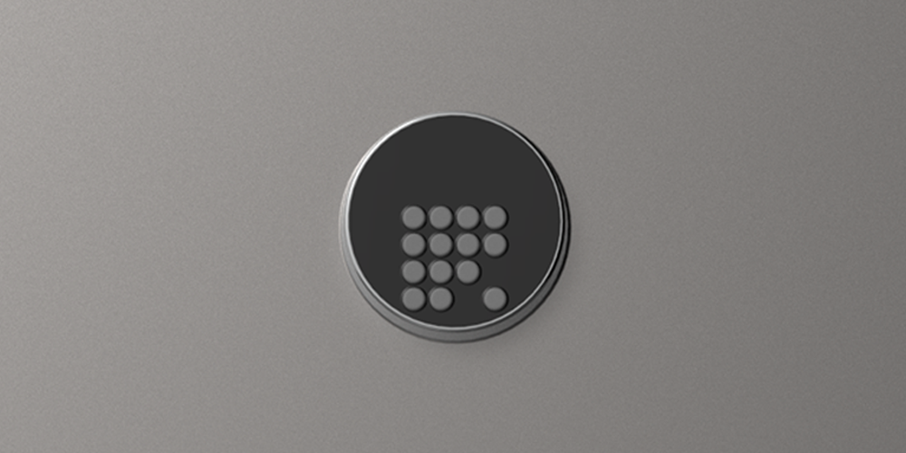 The commercial-grade digital keypad for keyless entry on a SafeCave vault door, with mechanical override.
